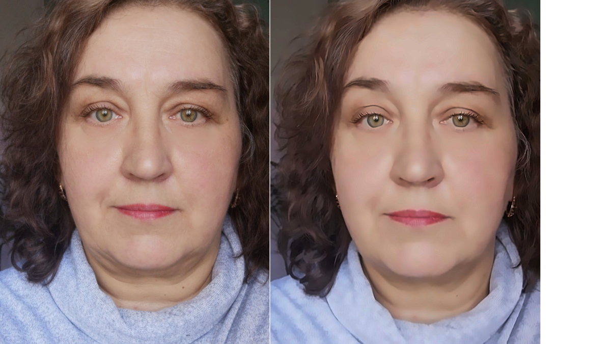 Слева я натуральная, справа с фильтром, чтобы могли отличить, пользуюсь я фильтром или нет. Я красивая и без фильтра.