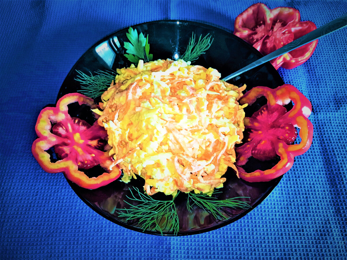   Вкусный диетический салат за пару минут. Фото автора.