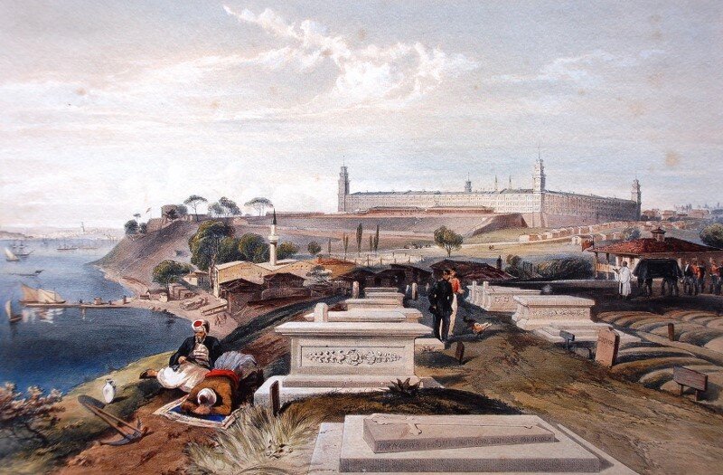 Госпиталь и кладбище Скутари (литография, 1856)