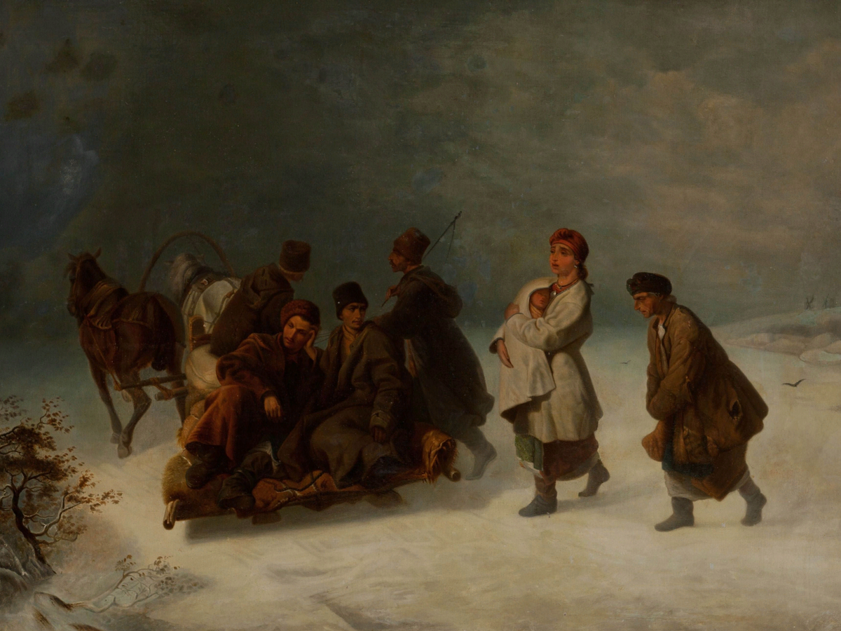 Иван Соколов. Проводы парубков, назначенных в рекруты.