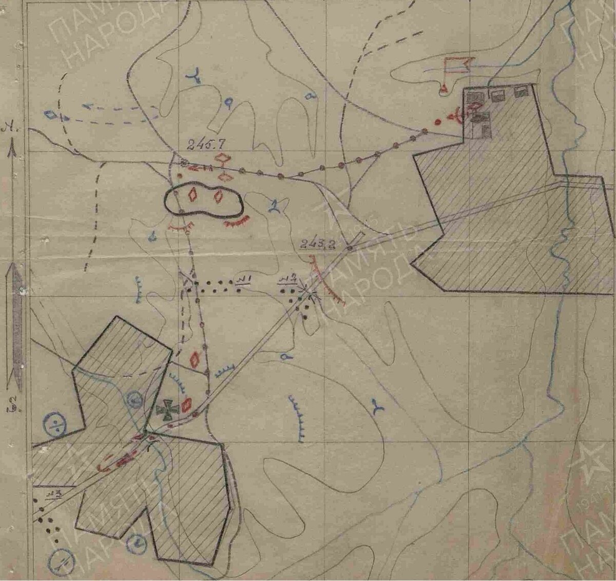 Маршрут атак танков на деревню Озерна