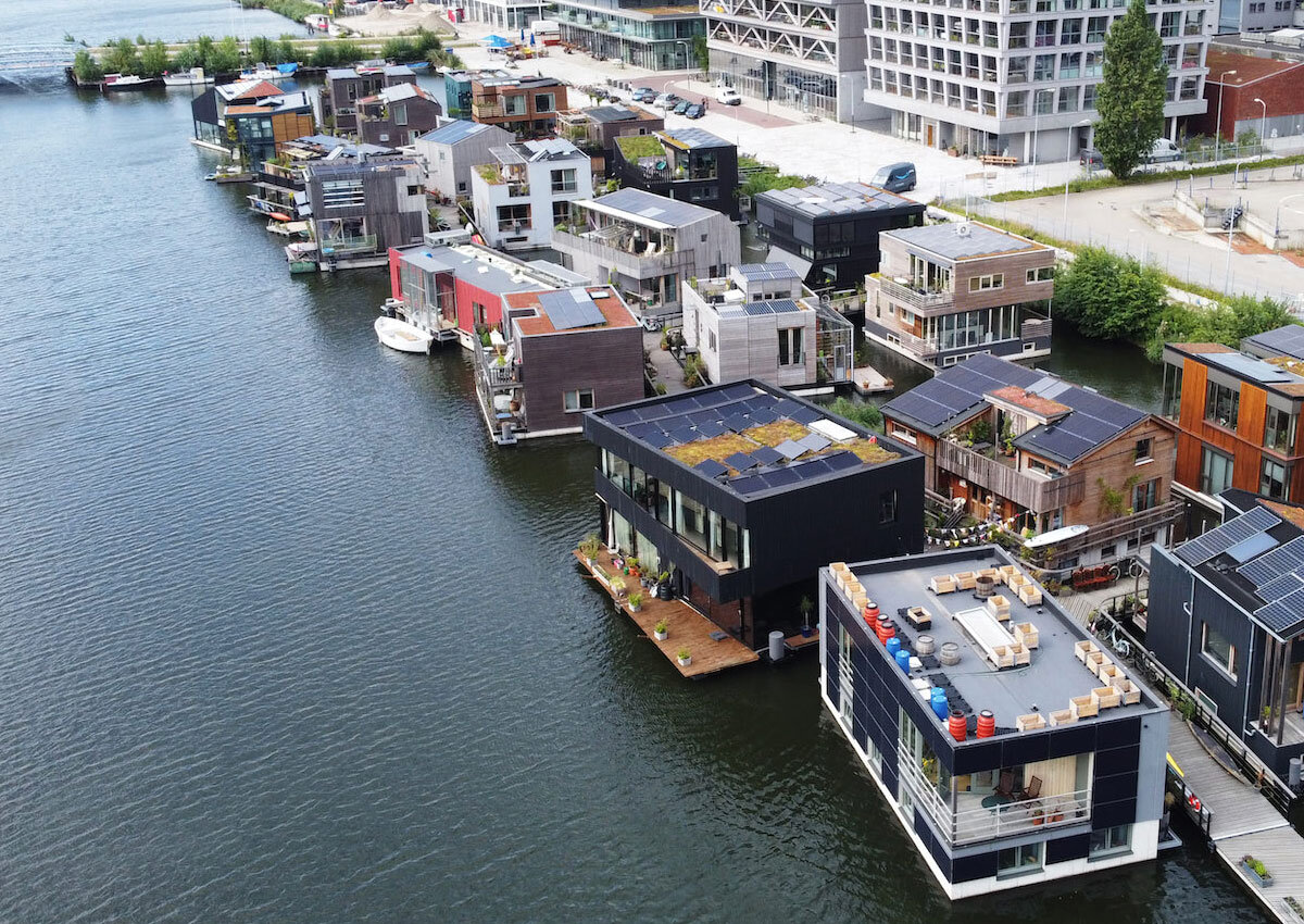 Schoonschip - деревня на воде в Амстердаме, вид сверху