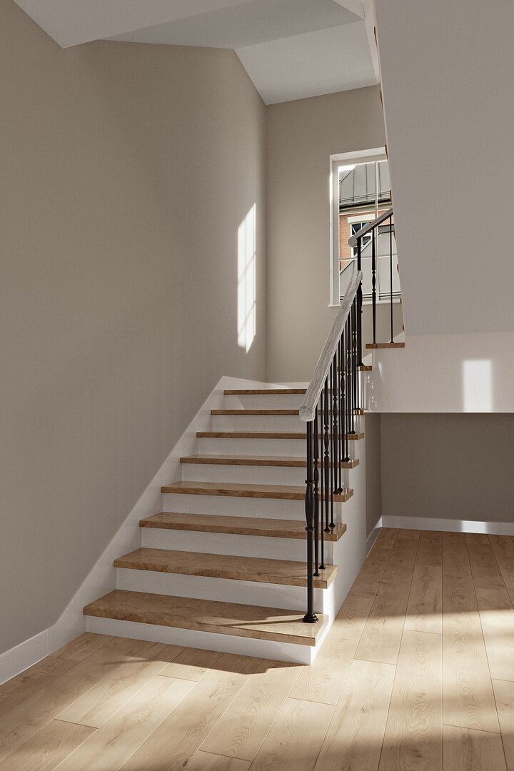 Рендер лестничного пролета в частном доме