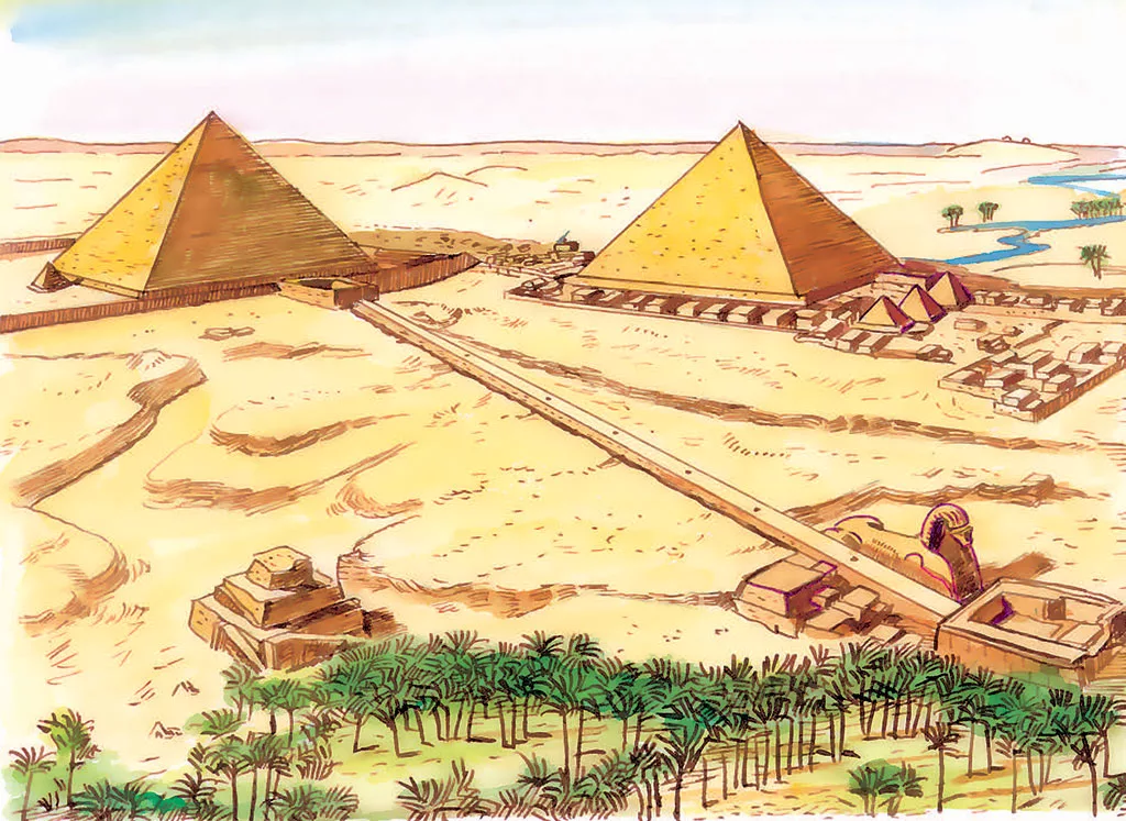 Древности пирамид. Пирамида Хуфу древний Египет. Древний Египет пирамида Хеопса рисунок. Строительство пирамиды Хеопса в древнем Египте. Древний Египет пирамиды Хеопса в древности.