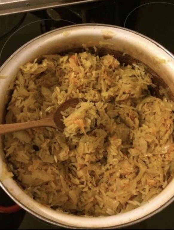 Тушеная капуста с рисом