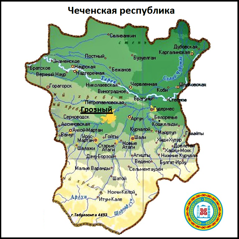 Чеченская Республика карта Чеченской Республики. Границы Чеченской Республики на карте. Карта Чечни с границами республик. Республика Ингушетия и Чеченская Республика на карте России.