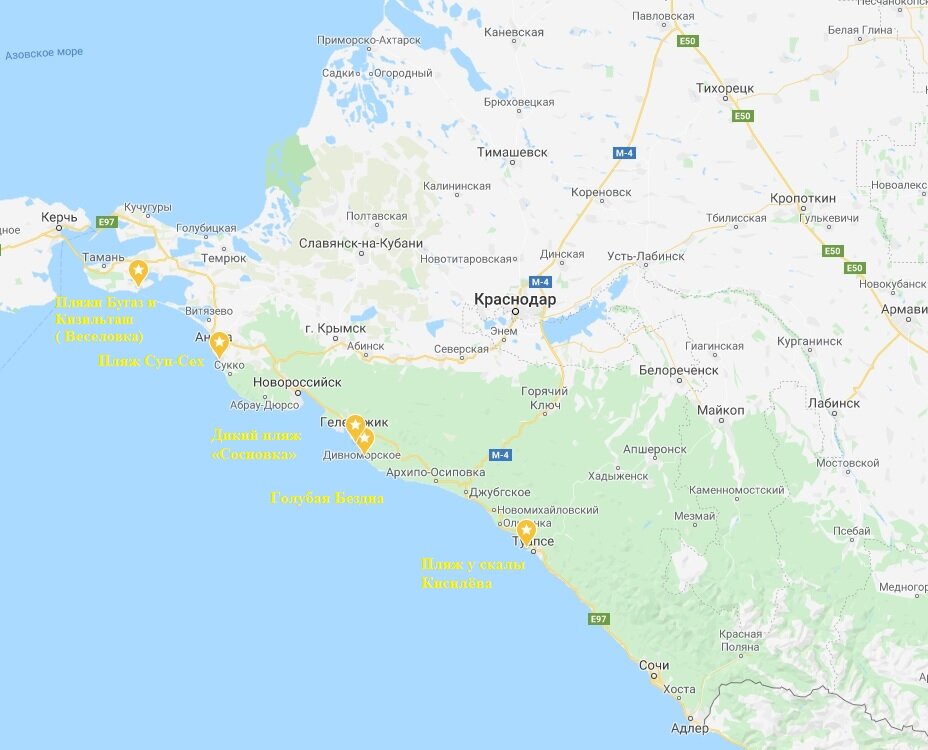 Карта сочи и краснодарского края