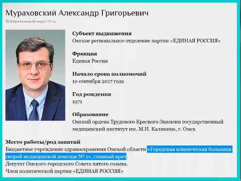 Главврач больницы в Омске, куда положили Навального. Не мазан одним миром с исполнителями?