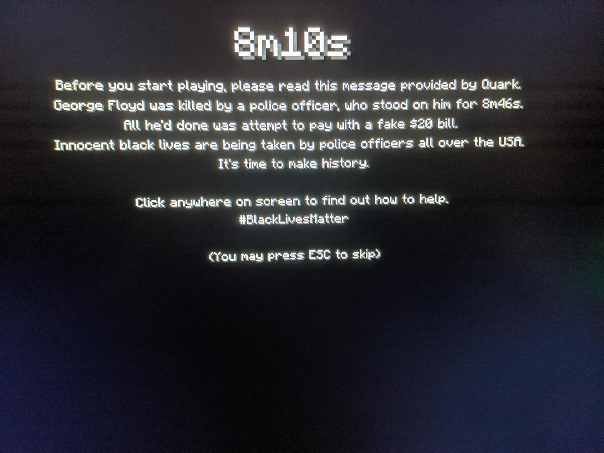 Вот что видел игрок при запуске Minecraft.