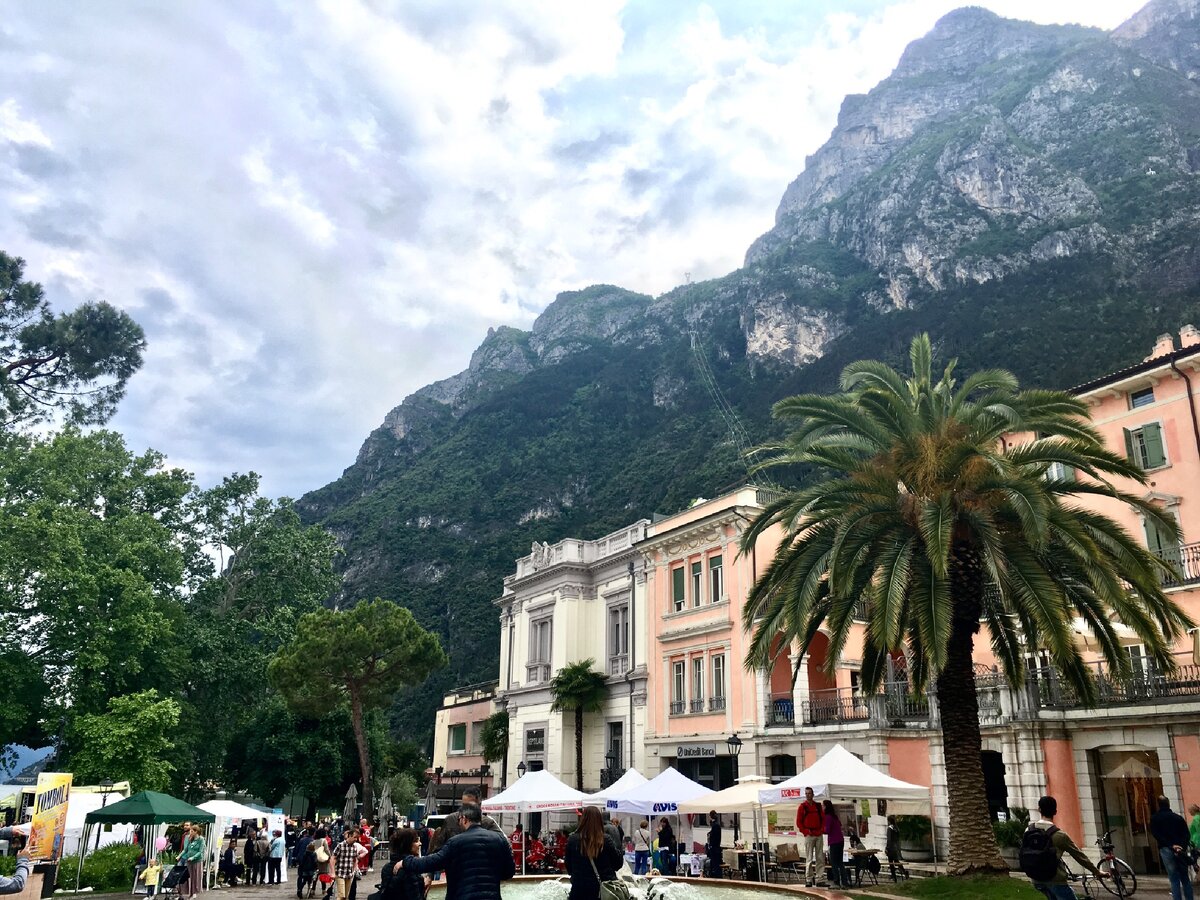 Рива-дель-Гарда. Пальмы, горы.