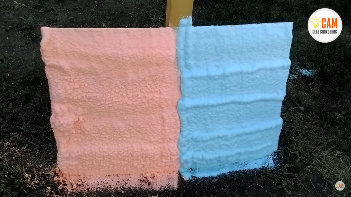 Оранжевое - Polynor, голубое -Teplis. Нанесение было, примерно, одинаковым.