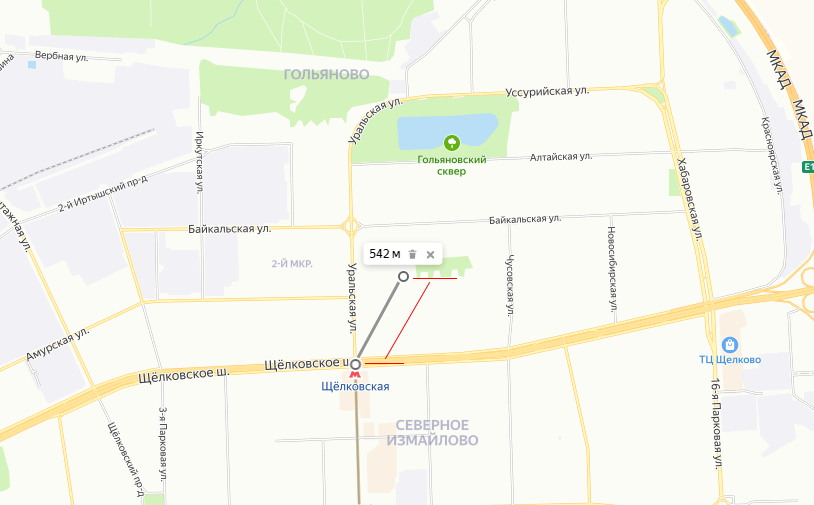 Длина тоннелей за станцией.