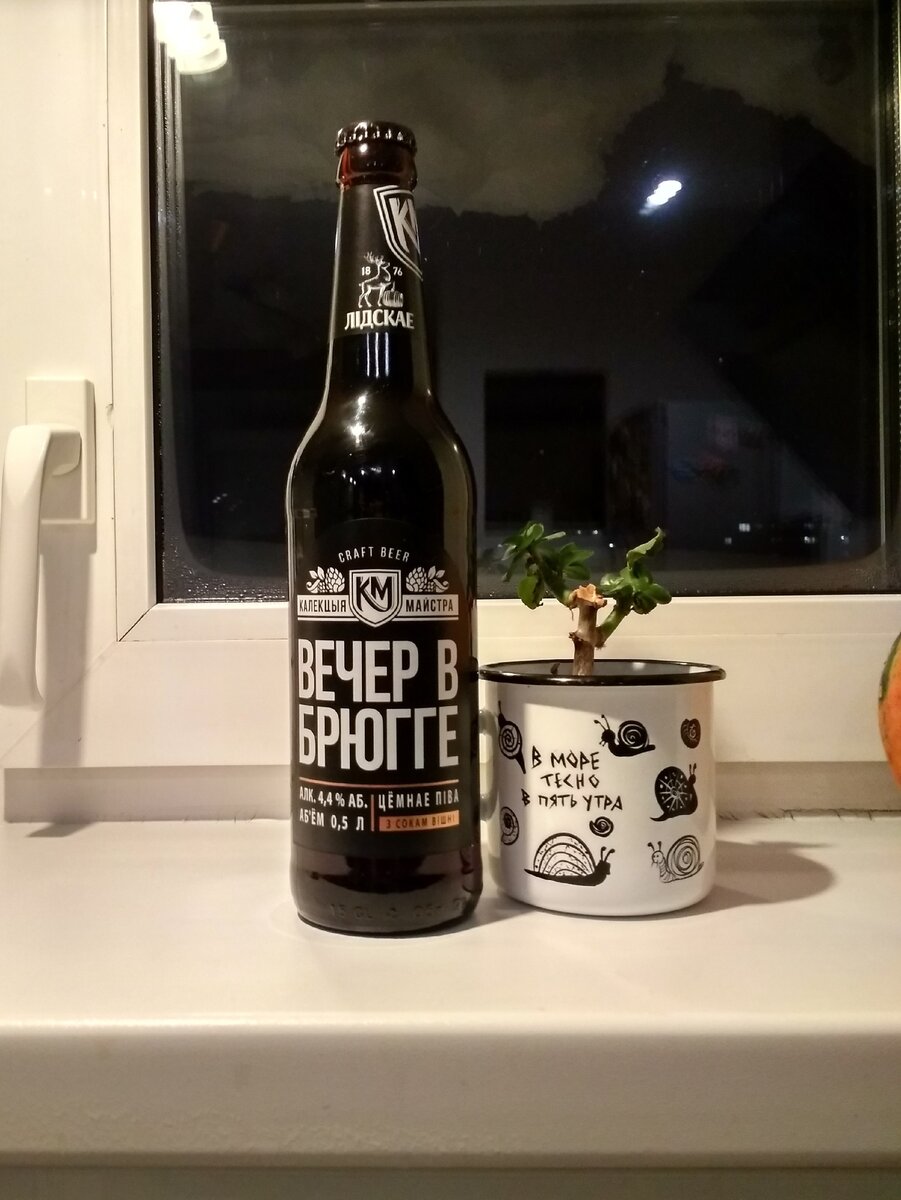 «Вечер в Брюгге» тёменое Лидское пиво с вишней в бутылке 0,5 литра