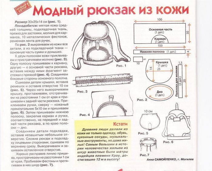 Выкройки рюкзака своими руками pdf скачать бесплатно - taimyr-expo.ru Портал для кожевенников.