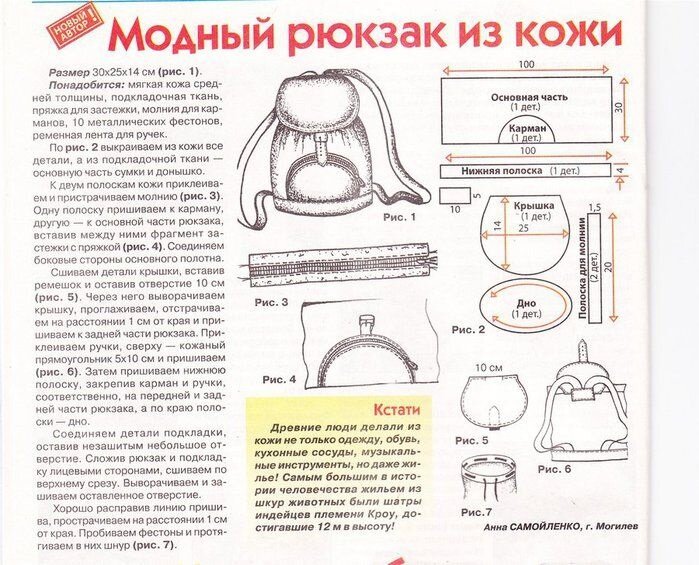 Построение выкройки рюкзака, способы создания разных моделей