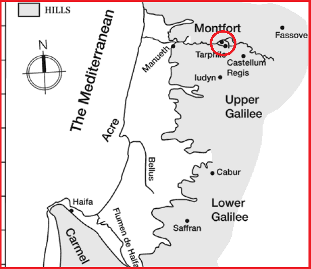 Местоположение замка Монфор.