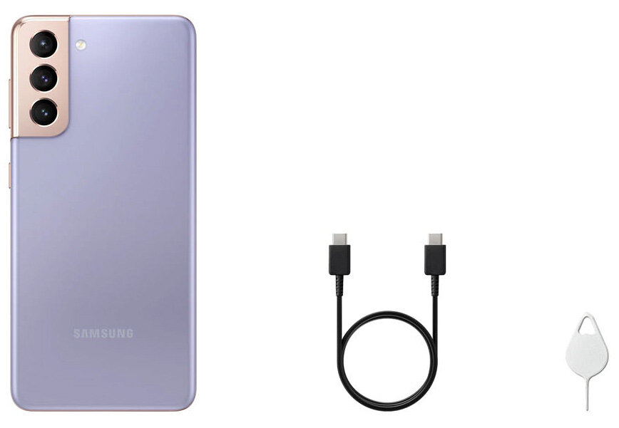 Технические характеристики Размеры и вес 151.7 × 71.2 × 7.9 мм, 172 грамма Материалы корпуса Алюминий, Glastic Дисплей 6.2 дюйма (плоский), FHD+ (20:9), Dynamic AMOLED 2x, автоматическая регулировка яркости, AlwaysOn Display, Corning Gorilla Glass Victus, HDR10+, 120 Гц (48-120 Гц) Операционная система Google Android 11.0, OneUI 3.1 Платформа Чипсет Exynos 2100, 5 нм
Snapdragon 888 для рынка США Память 8/128 ГБ
8/256 ГБ
Карт памяти нет
UFS 3.1
Оперативная память LPDDR5 Беспроводные интерфейсы Wi-Fi a/b/g/n/ac/ax, двухдиапазонный, Bluetooth 5.1, NFC, ANT+
LTE: Enhanced 4×4 MIMO,
5G Сеть Две SIM-карты, nanoSIM
eSIM Навигация GPS/Beidou/Galileo – двухдиапазонный GPS Датчики и разъёмы USB Type C (USB 3.2), USB OTG
Акселерометр, датчик приближения, датчик освещенности, гироскоп, геомагнитный датчик, датчик Холла
Датчик отпечатка, встроенный в экран (ультразвуковой)
Разблокировка по лицу Основная камера Основная: камера с тремя модулями
- Основная: 12 МП, 1.8 μm, F1.8, 2PD, OIS
- Ультраширокоугольная: 12 МП, 1.4 μm, F2.2
- Телефото: 64 МП, 0.8 μm, F2.0, OIS, PDAF, 1/1.72 дюйма, х3 гибридный зум (кроп с матрицы)

Space Zoom
- Hybrid Optic Zoom 3X
- Super Resolution Zoom до 30X

Запись 8К видео Фронтальная камера 10 МП (f/2.2), 2PD, 1/3.4 дюйма, 1.22 μm
эффект боке, различные дополнительные эффекты, автофокус Аккумулятор Li-Ion 4000 мАч
Быстрая беспроводная зарядка (15 Вт), реверсивная беспроводная зарядка (до 9 Вт)
PD 3.0  Степень защиты IP68 Цвета Phantom Pink, Phantom Gray, Phantom White, Phantom Violet Звук Dolby Atmos, два динамика Платежная система Google Pay, Samsung Pay Особенности Samsung DeX