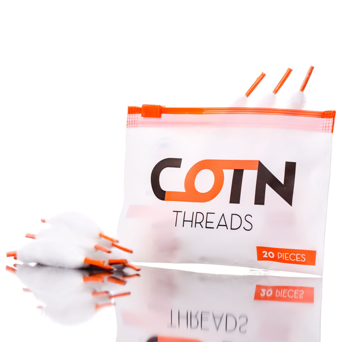 COTN Threads сделанный из фармацевтического хлопка, предлагает удобный способ фитиля. Каждая упаковка включает 20 фитилей из органического хлопка, готовых к намотке. Они приспособлены для удобного и быстрого впитывания. 