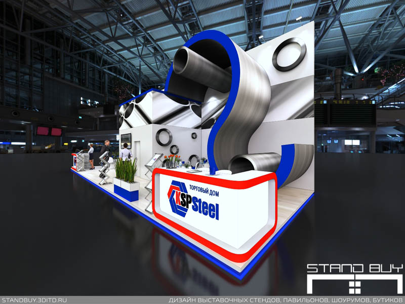 Проект выставочного стенда компании KSP Steel. Архитектор - Павел Сапов.