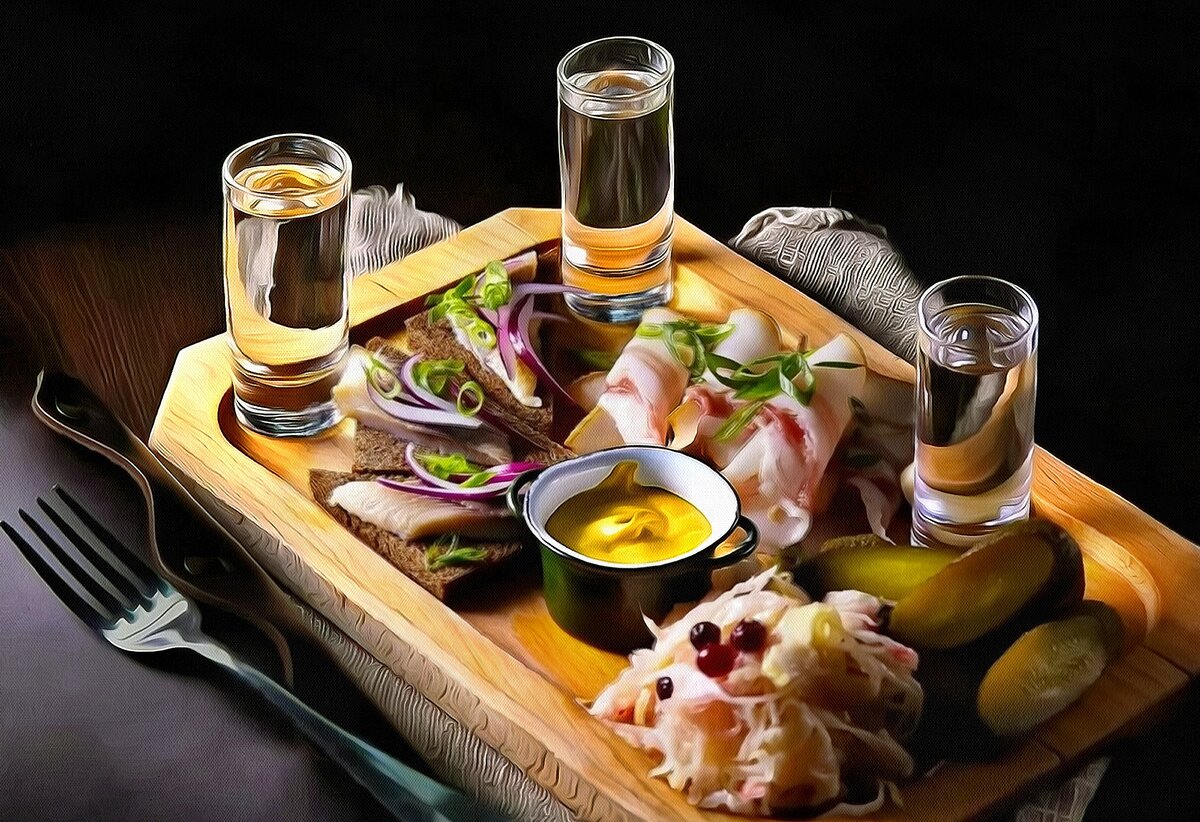 Натюрморт "Закуска"; электронная картина на основе снимка из сети интернет 