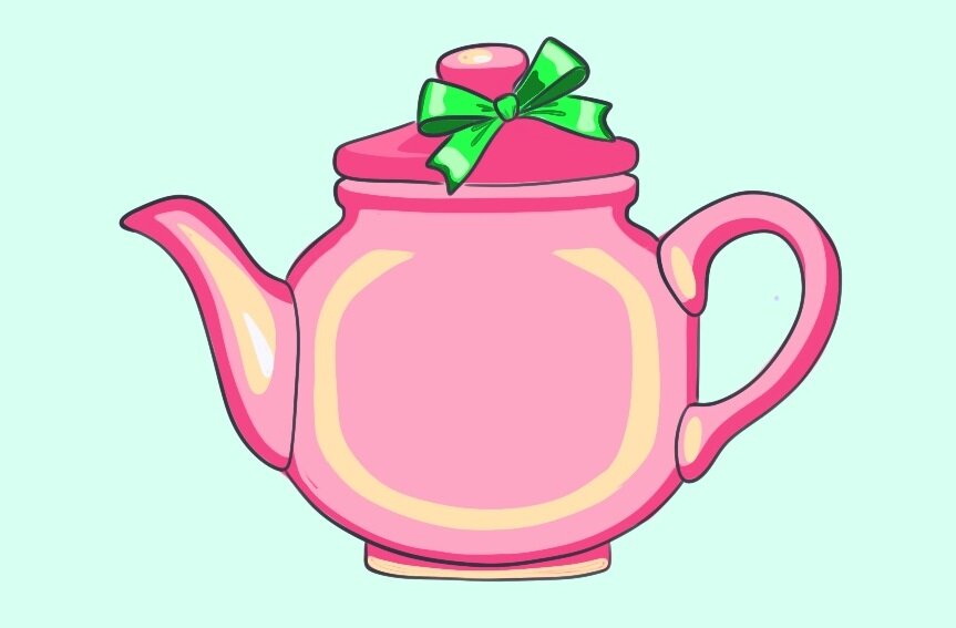 Рисунок автора. Чайник. Заварочный чайник. Розовый чайник. Розовый