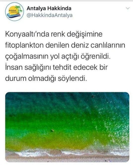 Цветом воды обеспокоились все турецкие паблики
