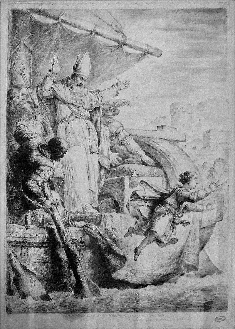 Генрих IV бросается в реку, спасаясь от архиепископа Анно