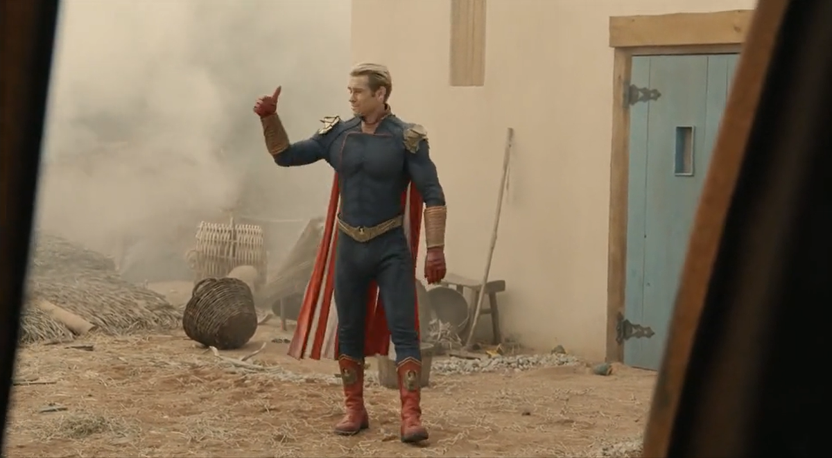 Пацаны - 2 сезон, эпизод 5 (Особенно порадовала реакция Хоумлендера - "Значит, они жалуются на нехватку еду, но у кого-то нашелся смартфон с интернетом")