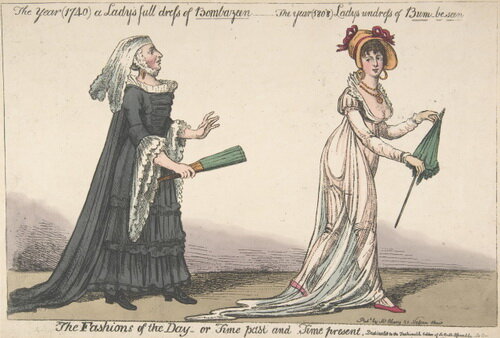 Карикатура "Мода вчерашнего дня и мода дня сегодняшнего" 