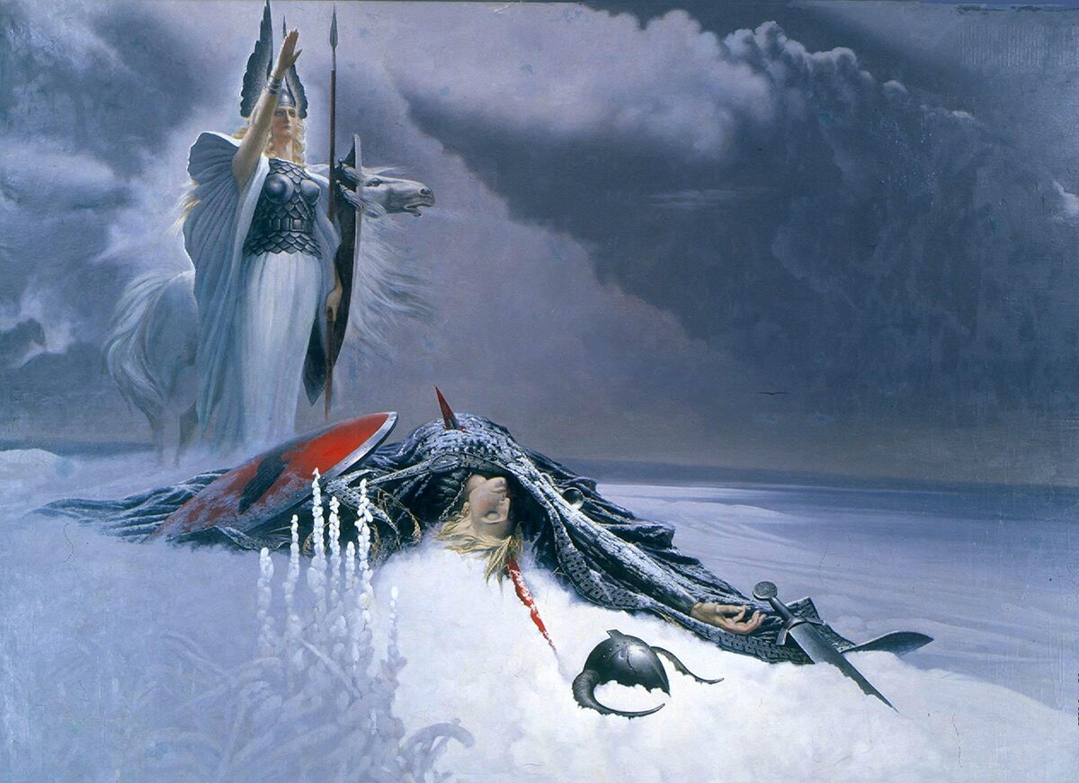 К. Васильев. Валькирия над павшим воином.