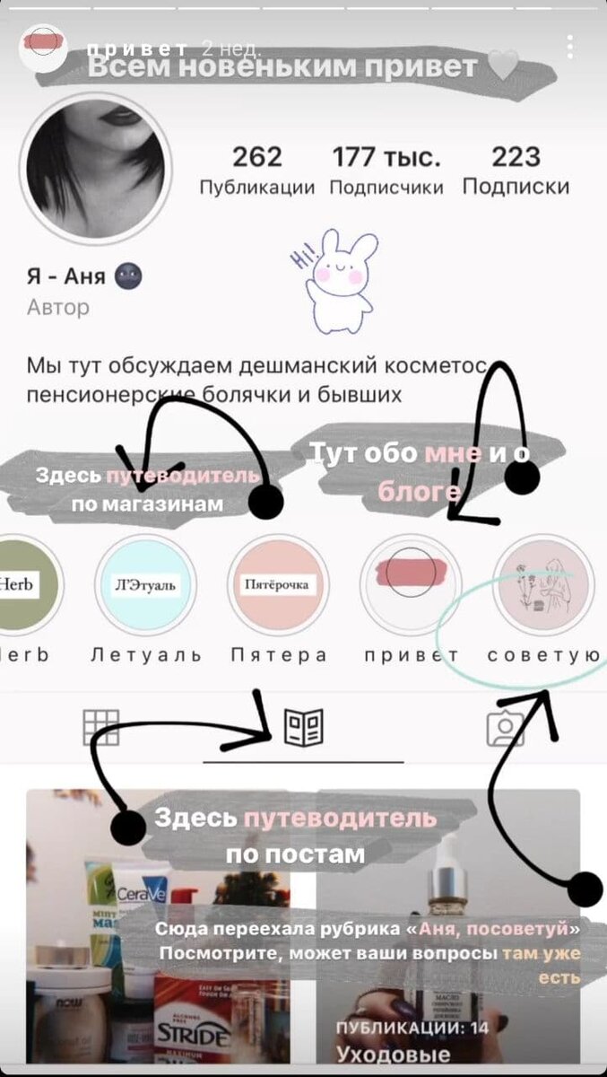 Пример оформления и разбивки по темам блога