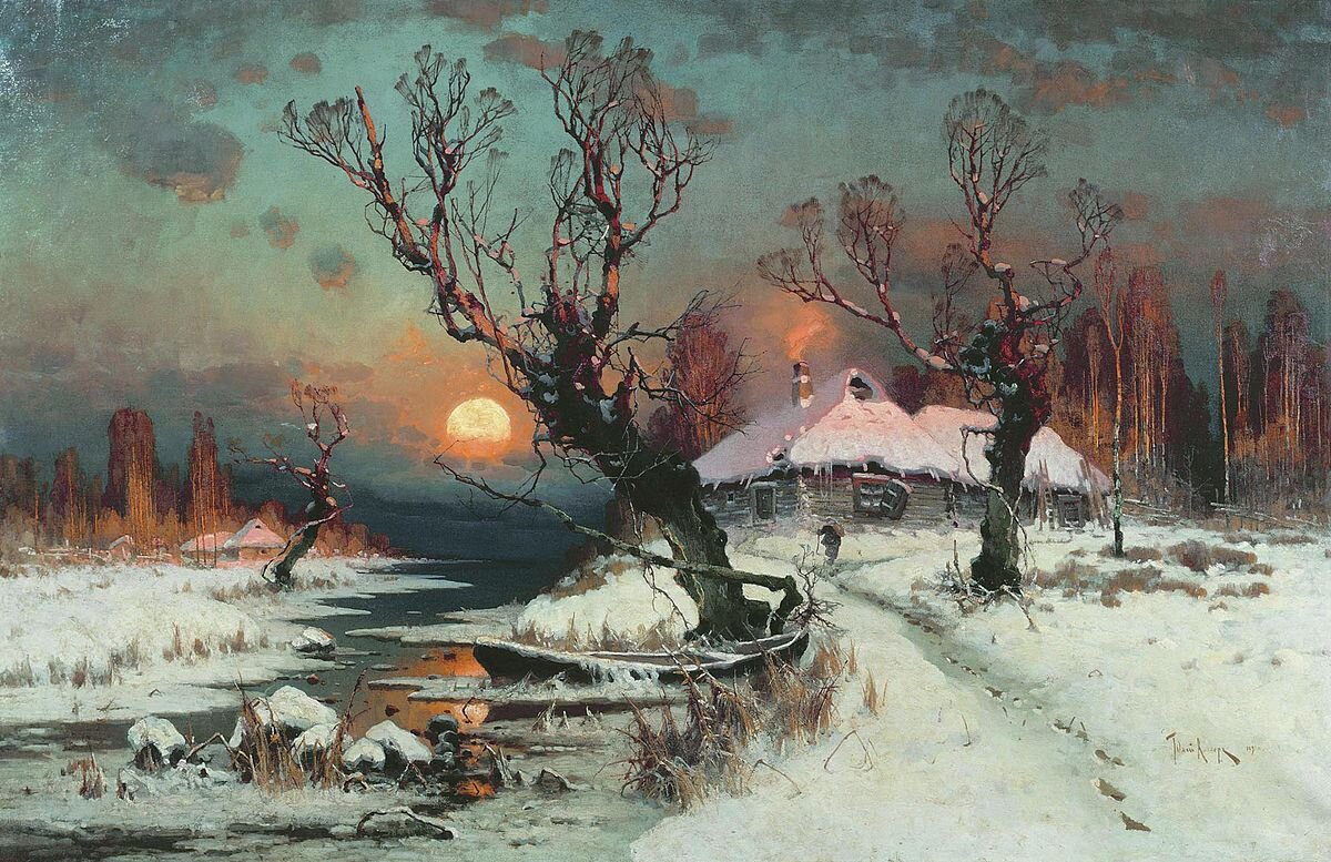 Ю. Клевер «Закат солнца зимой», 1891 г.