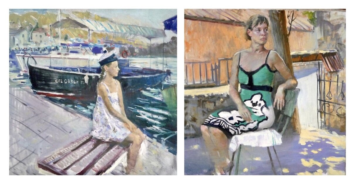 Этюды с практики в Крыму, многие считают эти работы удачными, особенно портрет девочки морячки. Работы выполнены под конец второго месяца практики. Слева самостоятельная работа, справа учебная постановка.  фото автора