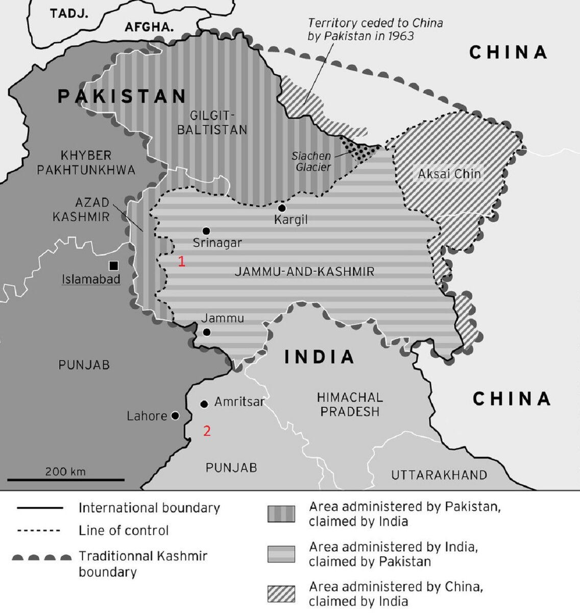 Индо пакистанский конфликт карта