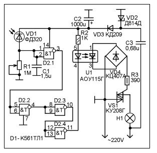 Как сделать самый простой сумеречный выключатель (фотореле) - схема и описание » Электрик Инфо