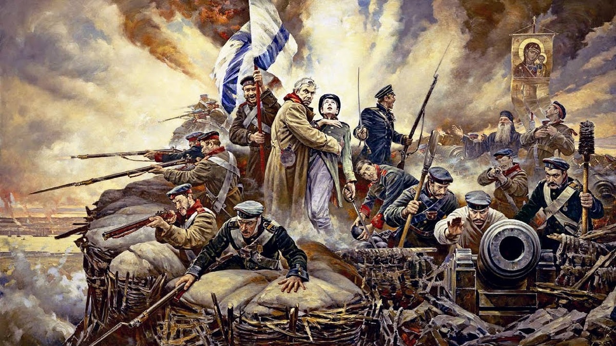 Защита Севастополя в Крымской войне 1853-56 годов, в которой артеллиристом на Малаховом Кургане участвовал Великий русский писатель Лев Николаевич Толстой, написавший "Севастопольские рассказы" об этой войне.