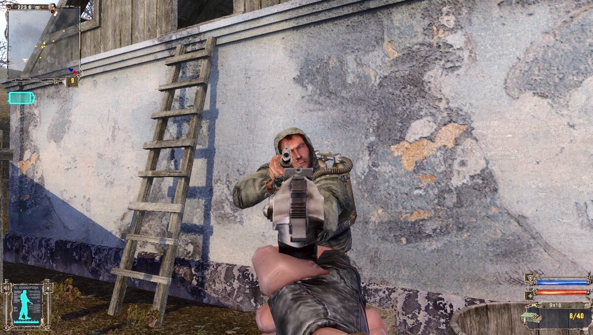 Скриншот сделан в игре "S.T.A.L.K.E.R.: Тень Чернобыля" / Волк вежливо просит убрать оружие, но мы не поддаёмся 
