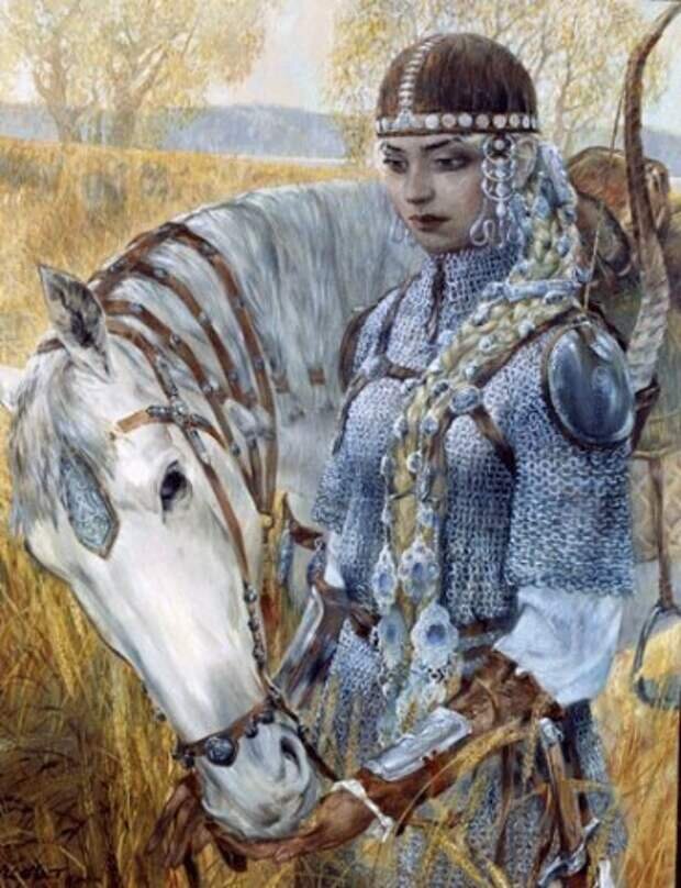 Картина Булата Гильванова из серии "Легенда о булгарской воительнице Алтынчеч"