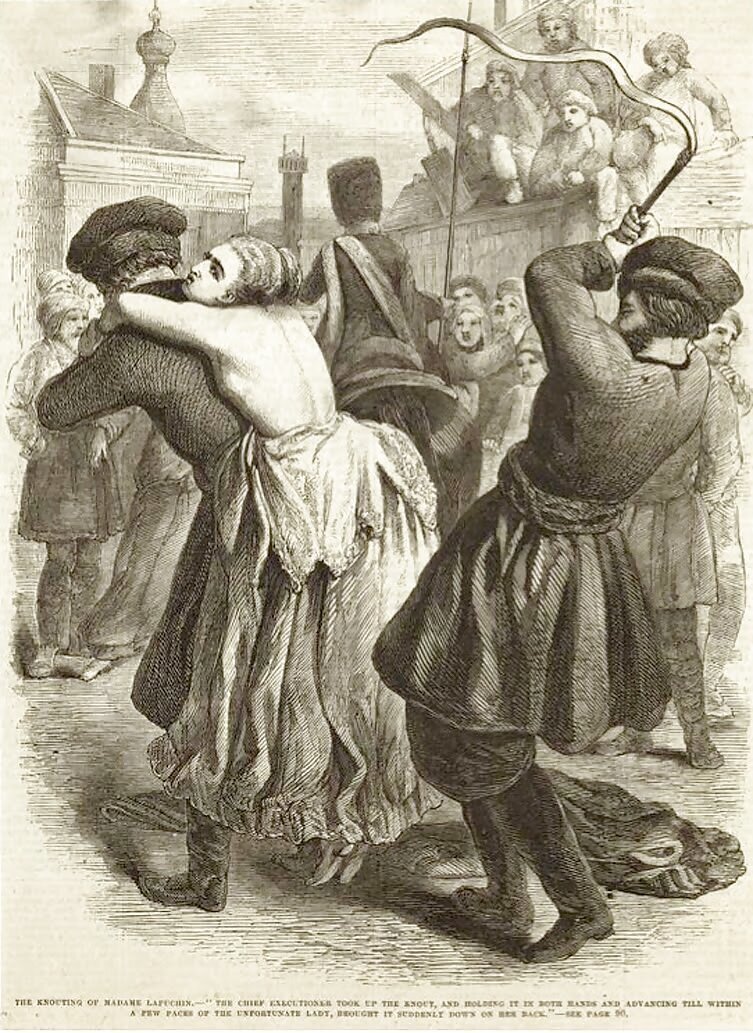 Наказание кнутом княгини Лопухиной. Картинка из интернета.