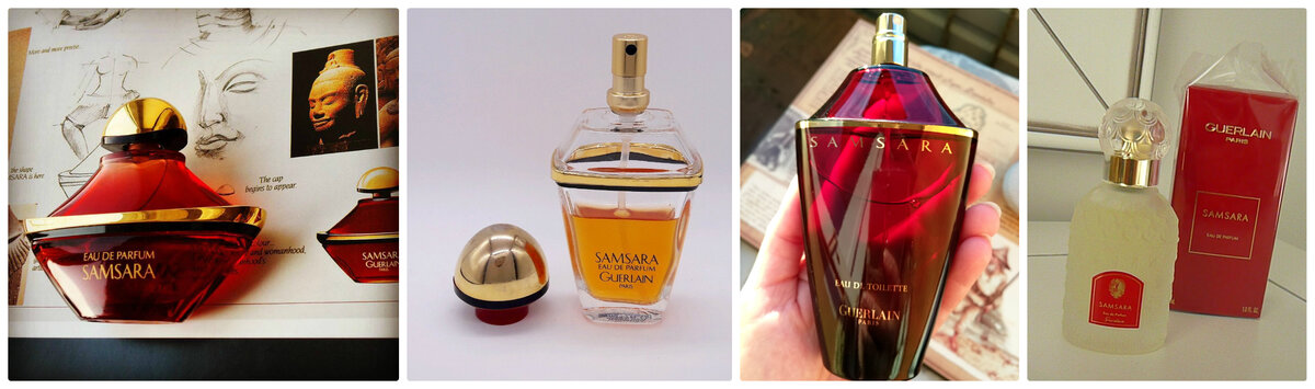 Samsara от  Guerlain версии разных лет. Сравнение: похожа ли современная Самсара на ту, из 80-х. Коллаж автора.