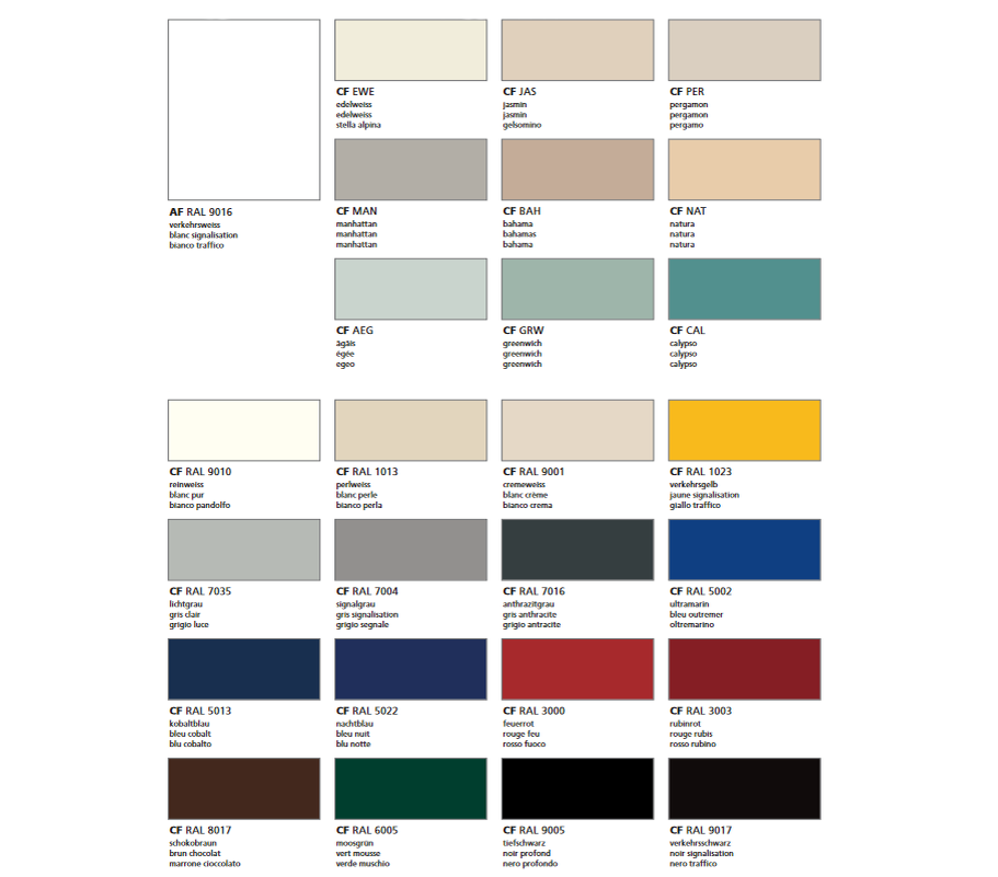 Стандартные цвета Arbonia