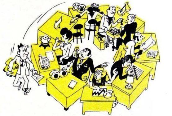 Про бюрократию. Рисунок К.Невлера. Для того, чтобы картинкой показать, что происходит в ВУЗах.