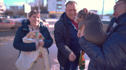 Первая встреча с щенком! Реакция хозяев на щенка. Видят друга первый раз!