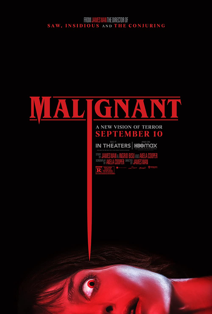 Постер к фильму Malignant. Режиссер: Джеймс Ван. Оператор: Майкл Бёрджесс. Производство: Atomic Monster, Boom Entertainment, Boom! Studios, New Line Cinema, Starlight Culture Entertainment. Показ в России: UPI