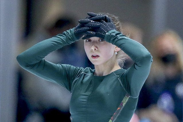 Камила Валиева во время тренировки в ПекинеФото: Getty Images