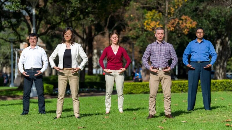 Люди выполняют упражнения Фалунь Дафа в парке Сиднея, Австралия, 26 июня 2017 г. Фото: Emma Morley 