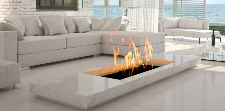 встроенные в столешницу биокамин