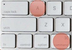 Комбинация клавиш "выбрать всё" на клавиатуре Mac OS