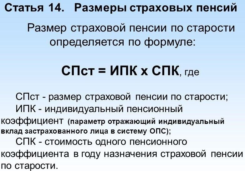 Схема начисления пенсии