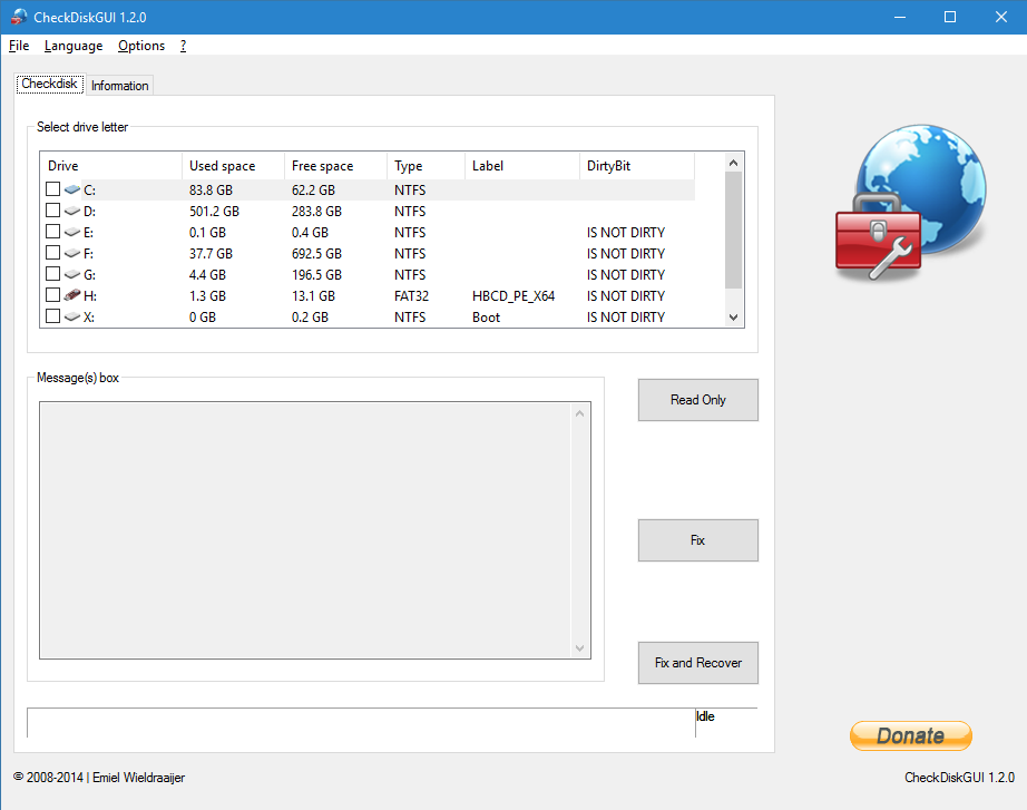 Check Disk GUI - графическая оболочка на консольную команду chkdsk проверка диска